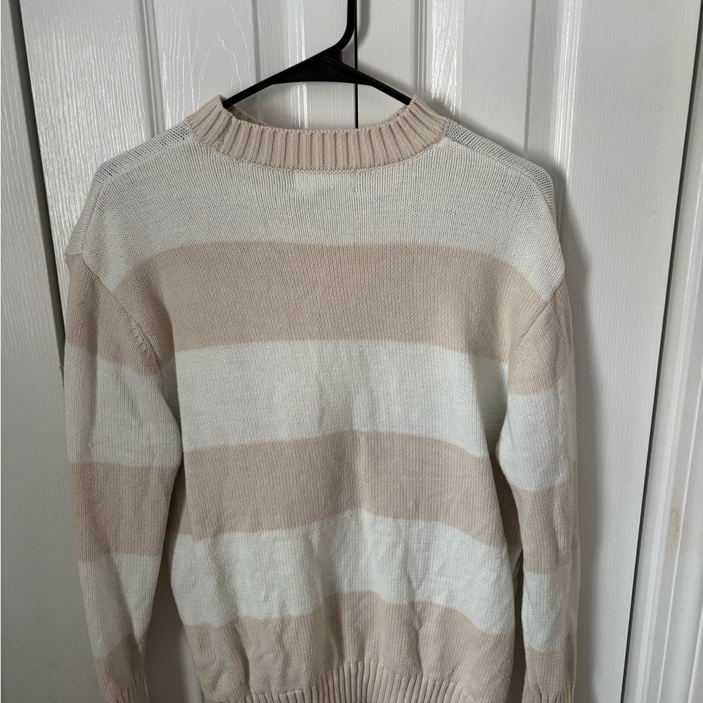 Striped Beige and White Womens Sweater